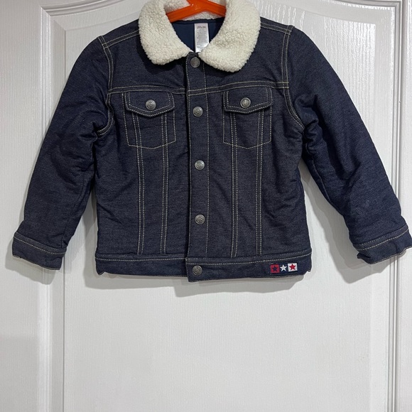 Girls faux collar puffy jean jacket size 4T - Picture 4 of 6